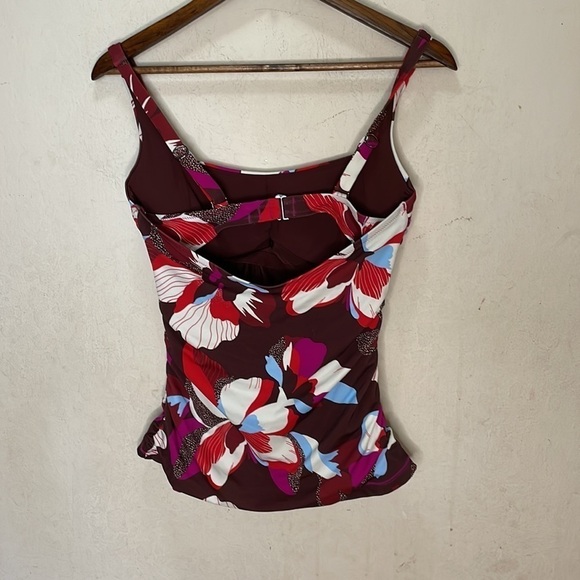 Athleta Square Neck Size 34D/DD Hero Bloom Decadent Chocolate Tankini Top - Picture 7 of 9